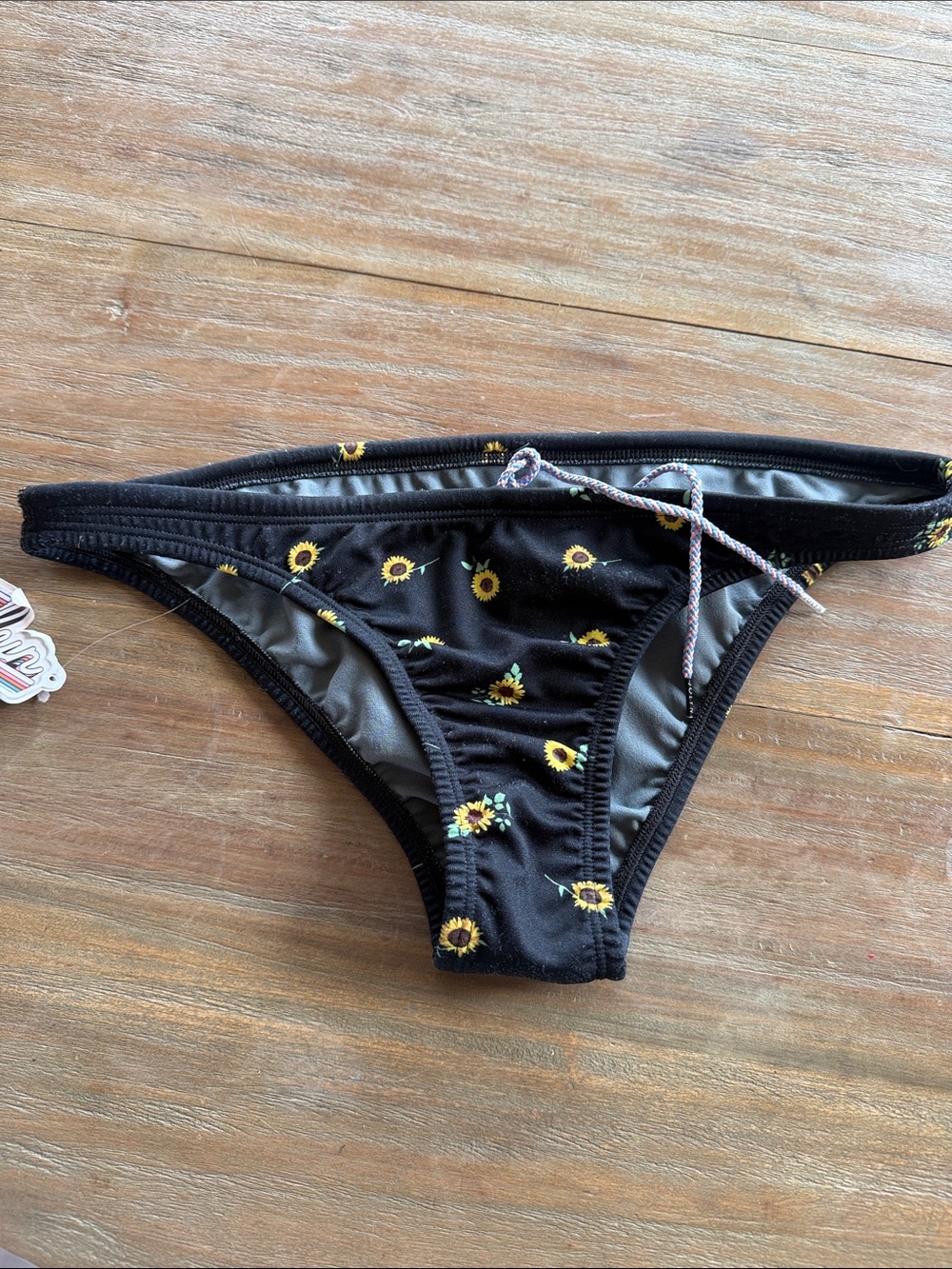 Jolyn Clothing Black Bikini Bottom with Yellow Sunflower Print EURO Style